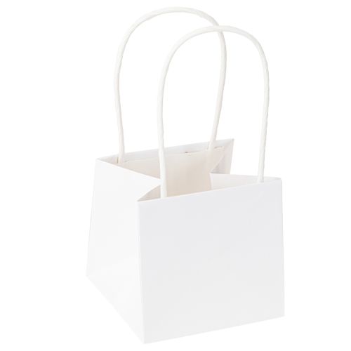 položky Dárkové tašky s uchy papír z bílého zlata 8,5×8,5×8cm 12 ks