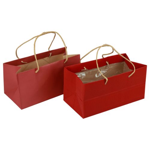 položky Dárkové tašky červené papírové tašky s uchem 24×12×12cm 6ks
