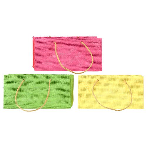 Dárkové tašky s uchy papírově tkaný vzhled barevně 20×10×10cm 6ks