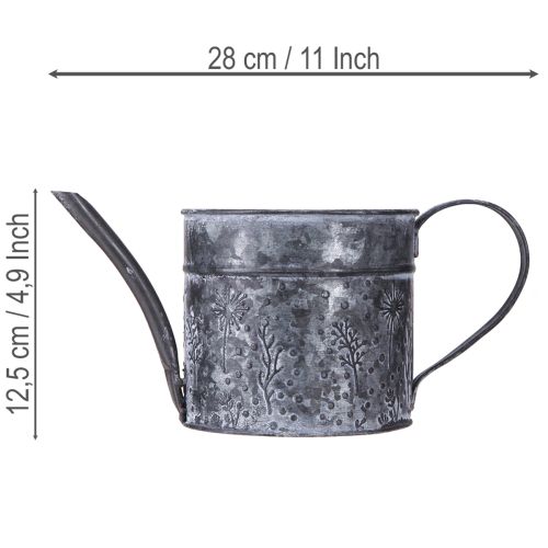 položky Konev kovová dekorace šedé květy černé Ø13cm H13cm