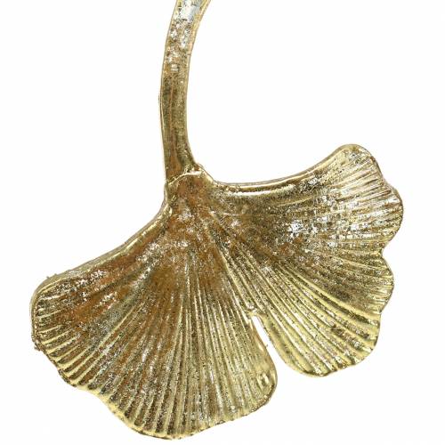 Floristik24 Dekorace věšák Ginkgo list sklo zlaté 8cm × 10cm 2ks