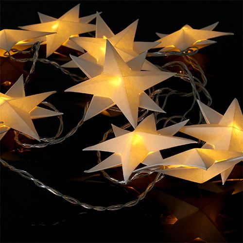 Floristik24 Girlanda s papírovými hvězdami 12 světýlek teplá bílá 220cm