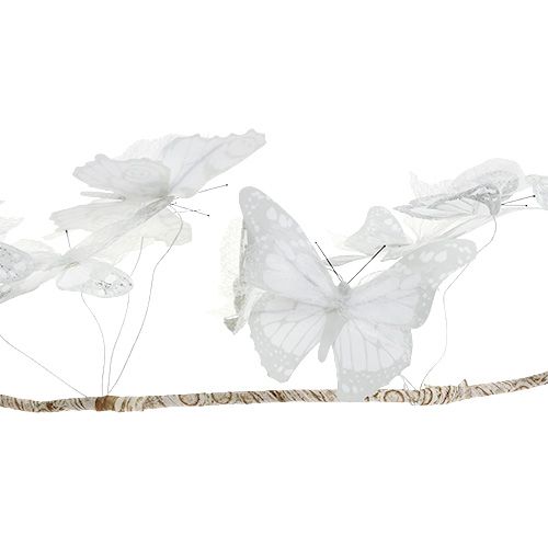 Floristik24 Girlanda s motýly bílá 154cm