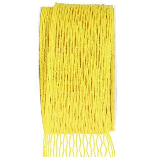 Floristik24 Síťová páska, mřížková páska, dekorativní páska, žlutá, vyztužená drátem, 50 mm, 10 m