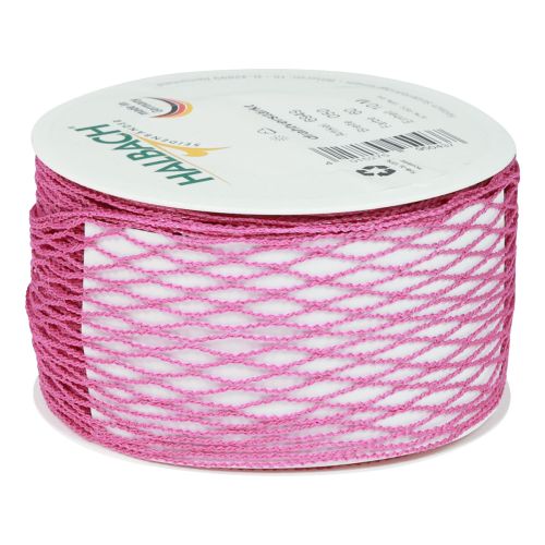 položky Síťovaná páska, mřížková páska, dekorativní páska, růžová, vyztužená drátem, 50 mm, 10 m