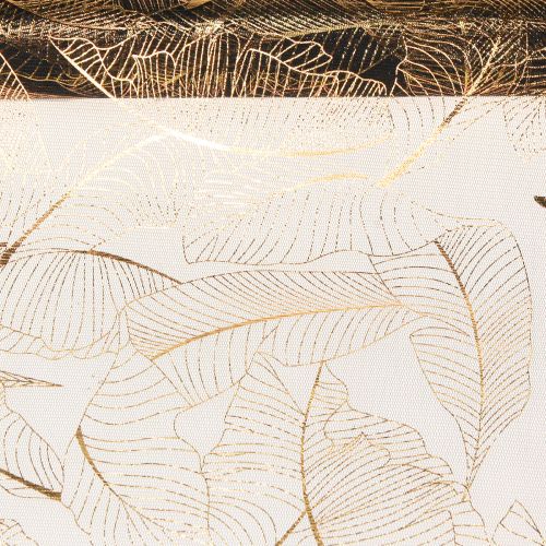 položky Organzový běhoun černo-zlatý – elegantní role dekorativní látky se vzorem listů 48 x 450 cm