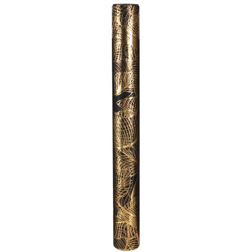 položky Organzový běhoun černo-zlatý – elegantní role dekorativní látky se vzorem listů 48 x 450 cm