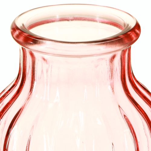 položky Skleněná váza na květiny retro růžová tónovaná Ø11cm H14,5cm 2ks