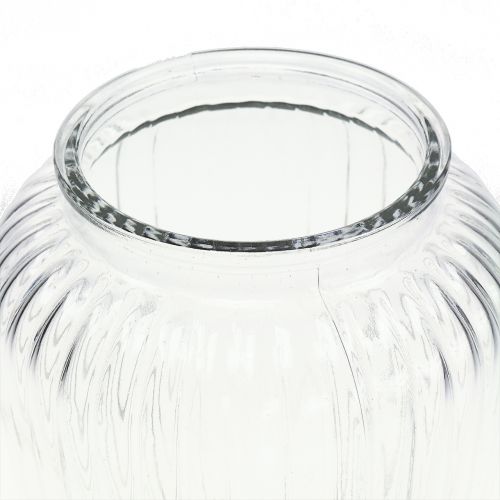 Floristik24 Váza ze žebrovaného skla Ø15cm V19,5cm