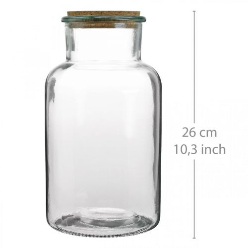 Floristik24 Sklenice s korkovým víčkem Dekorativní sklenice s čirým korkem Ø14cm V26cm