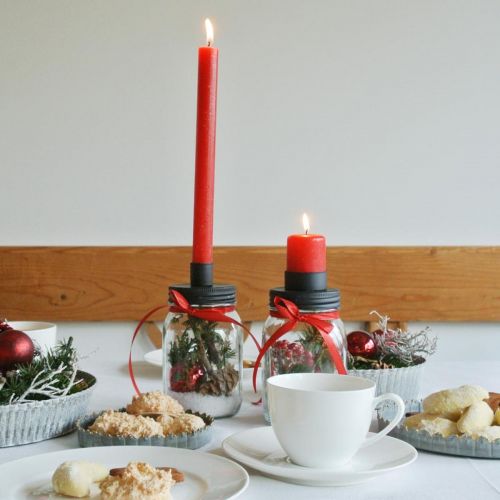 Floristik24 Deko sklenice se svícnem černá stolní dekorace Ø8,5cm V16cm 2ks