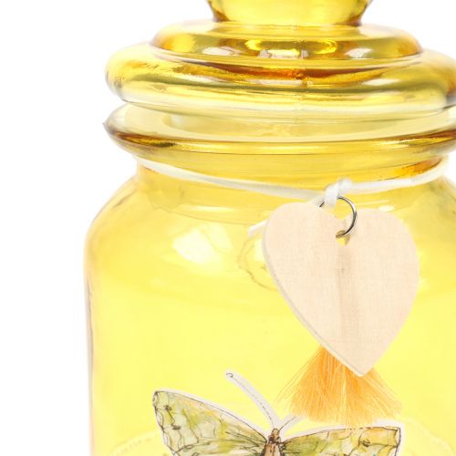 Floristik24 Skleněná dóza bonboniéra žlutá Ø11cm V15,5cm