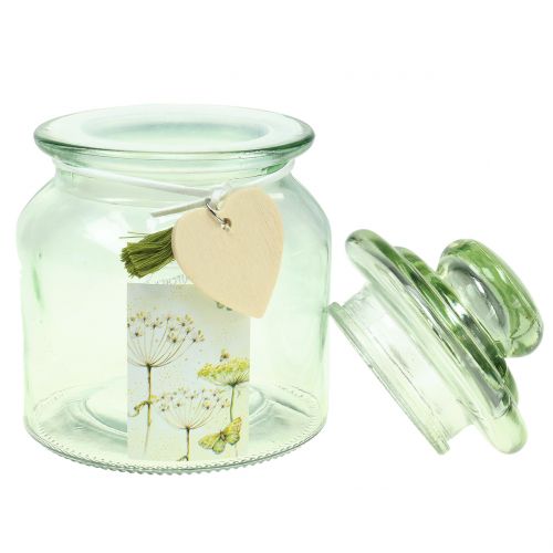 Floristik24 Skleněná dóza Bonboniere zelená Ø11cm V15,5cm