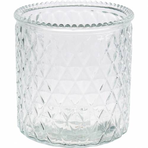 Floristik24 Dekorativní skleněná diamantová skleněná váza čirá váza na květiny 2ks
