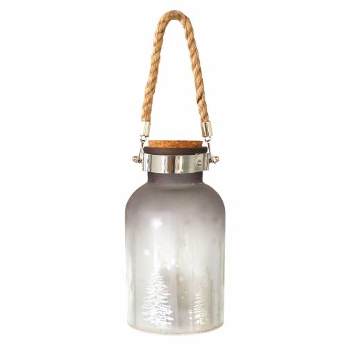 Floristik24 Vánoční sklenice se 4 LED a zimní krajina 19,5cm