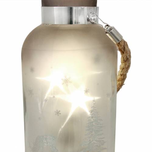 Floristik24 Vánoční sklenice se 4 LED a zimní krajina 19,5cm