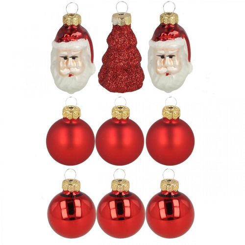 položky Mini vánoční dekorace figurky a koule různé sklo 3cm 9 ks