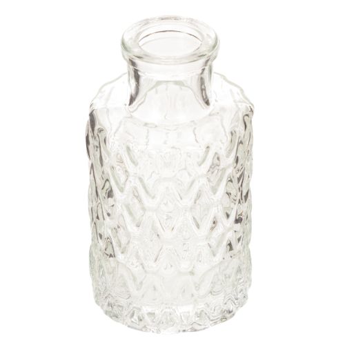 Mini skleněná váza s diamantovým vzorem, malá stolní váza, láhev, průhledná, 9 cm, 6 kusů nakoupit | Floristik24.cz
