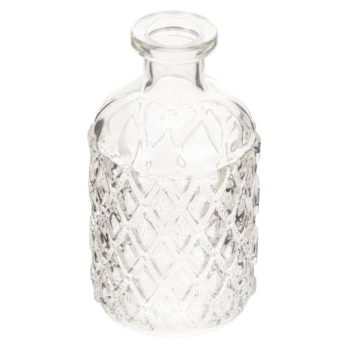Skleněná lahev s diamantovým vzorem, dekorativní lahev, váza, malá, 13 cm, 6 kusů