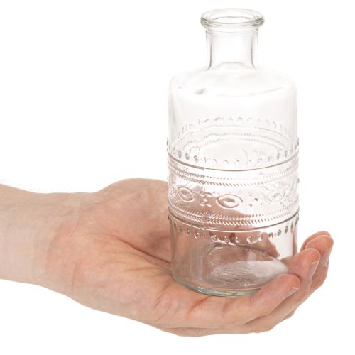 Skleněná láhev se vzorem, válcová, průhledná, dekorativní váza, 15 cm, 6 kusů | Floristik24.cz