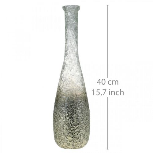 položky Dvoubarevná skleněná váza, stolní dekorace z pravého skla čiré, stříbro V40cm