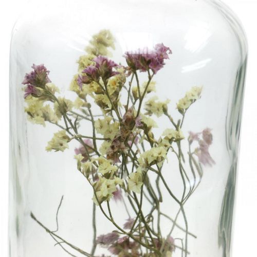 položky Sklenice se svícnem, skleněná dekorace se sušenými květinami V16cm Ø8,5cm