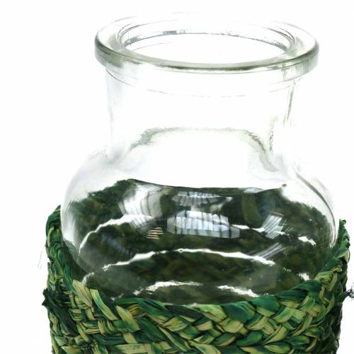 položky Deco láhev sklenice s rafiově zelenou H10cm 4ks