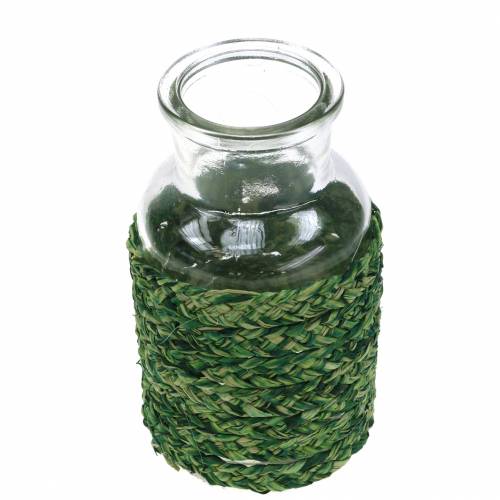 Floristik24 Deco láhev sklenice s rafiově zelenou H10cm 4ks