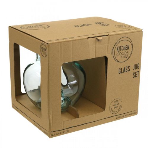 položky Skleněný džbán se skleničkami, Nápojová sada pro podávání namodralé čiré V20cm/11,5cm 5 kusů