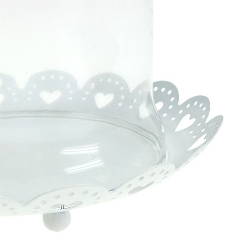 Floristik24 Skleněná digestoř s deskou Ø15,5cm H17cm bílá