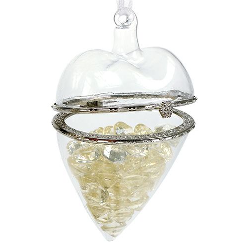 Floristik24 Skleněné srdce na náplň 7cm x 10cm čiré 1ks
