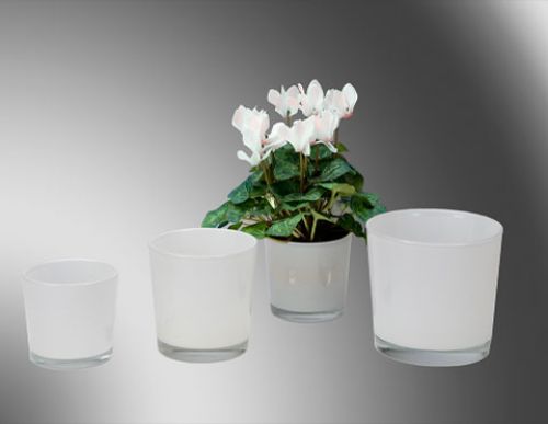 Floristik24 Bílé skleněné vědro