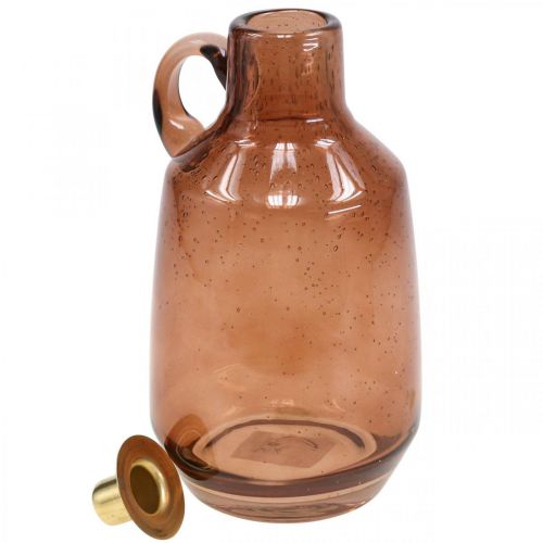 položky Svícen skleněná tyč svíčka hnědá skleněná dekorace V22cm