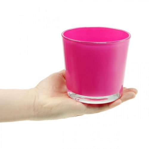 Floristik24 Skleněná vana, květináč růžový Ø11,5cm H11cm