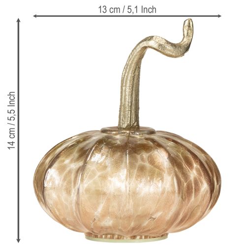 položky Skleněná dýňová dekorace na stůl, podzimní dýně, sklo, kov, V14cm, 2 ks