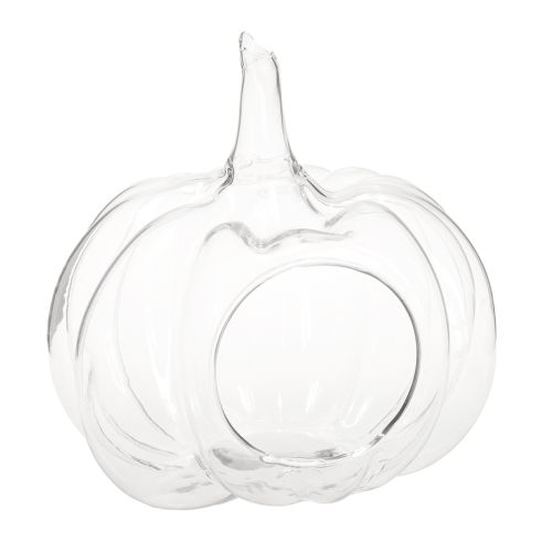 Floristik24 Skleněná dýně s otvorem, podzimní dekorace dýně, čirá, Ø21 cm, V20 cm