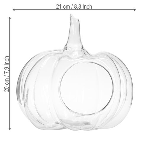 položky Skleněná dýně s otvorem, podzimní dekorace dýně, čirá, Ø21 cm, V20 cm