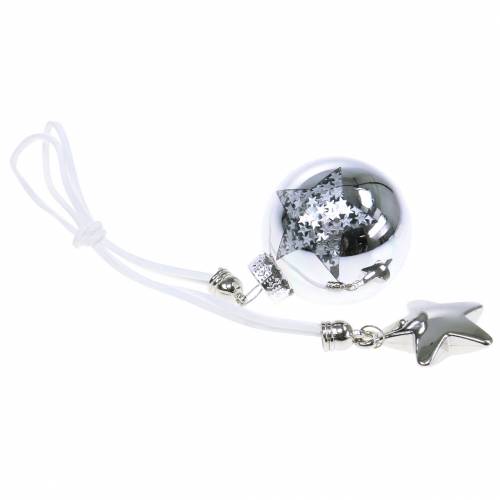 Floristik24 Ozdoba na vánoční stromeček skleněná koule se stříbrnou hvězdou 5cm