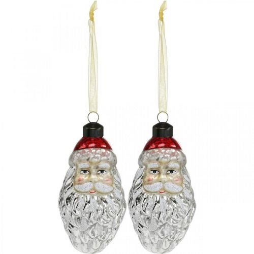 Floristik24 Dekorativní přívěsek Santa Claus, adventní dekorace, ozdoba na vánoční stromeček pravé sklo, vintage vzhled V12cm Øcm 2ks