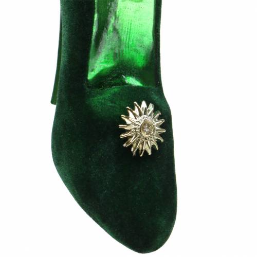 Floristik24 Sametové skleněné boty zelené 12cm 2ks