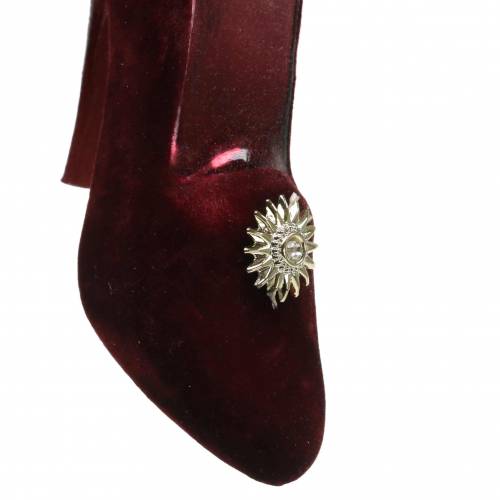 Floristik24 Sametové skleněné boty Bordeaux, stará růže 12cm 2ks