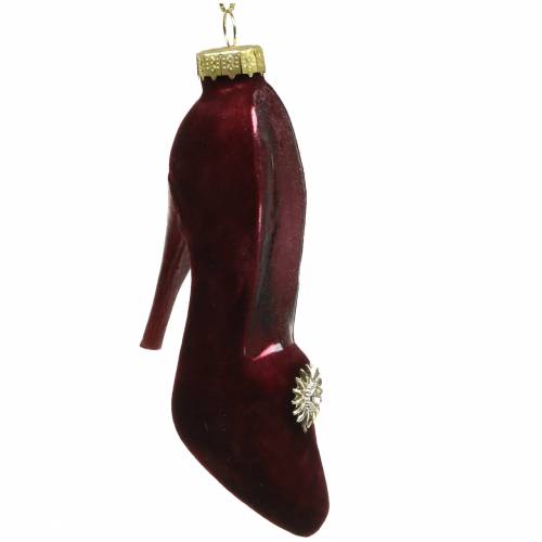 Floristik24 Sametové skleněné boty Bordeaux, stará růže 12cm 2ks