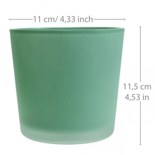 Skleněný květináč zelený květináč skleněná vana Ø11,5cm H11cm