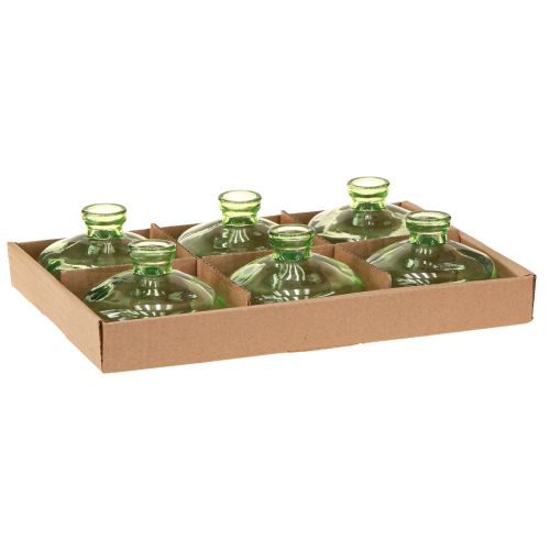 položky Skleněná váza baňaté zelené mini vázy ze skla Ø9cm V6cm 6 ks