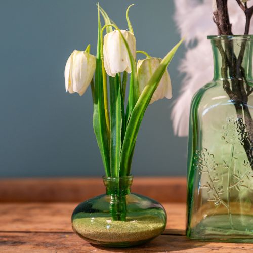 položky Skleněná váza baňaté zelené mini vázy ze skla Ø9cm V6cm 6 ks