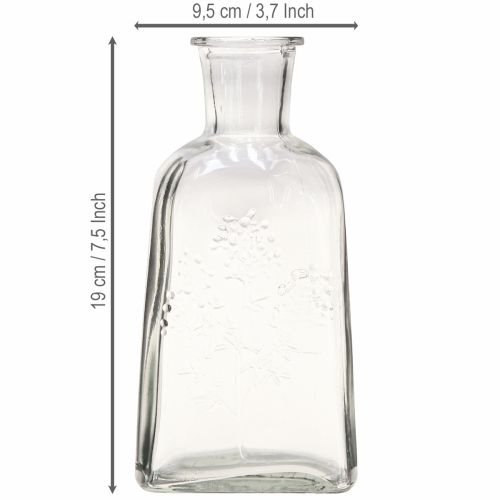 položky Skleněná váza, láhev, váza s motivem, váza ze skla, čirá, V19cm, 2 ks