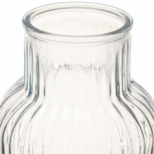 položky Váza na květiny s drážkami skleněná váza v modré barvě Ø13,5cm H20cm