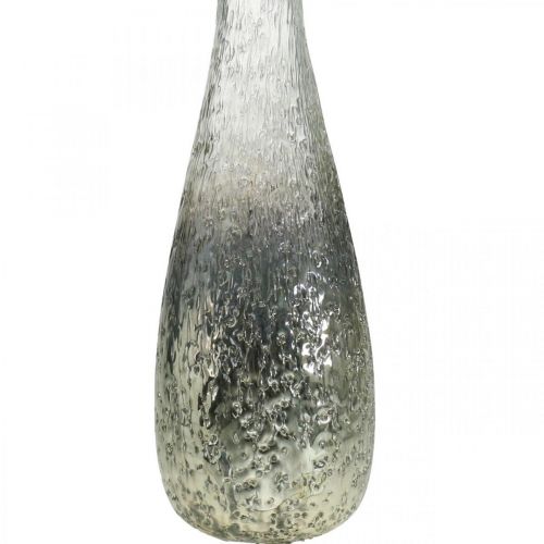 Floristik24 Váza na květiny ze skla, stolní váza dvoubarevné pravé sklo čiré, stříbro V30cm