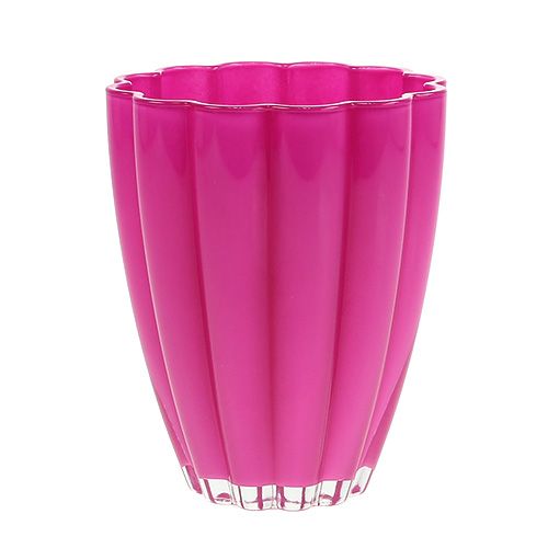 Floristik24 Skleněná váza &quot;Bloom&quot; Růžová Ø14cm H17cm