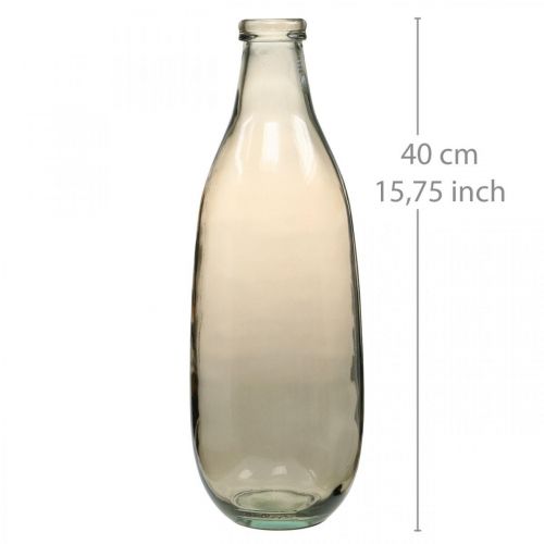 Floristik24 Skleněná váza hnědá velká stojací váza nebo stolní dekorace skleněná Ø15cm H40cm